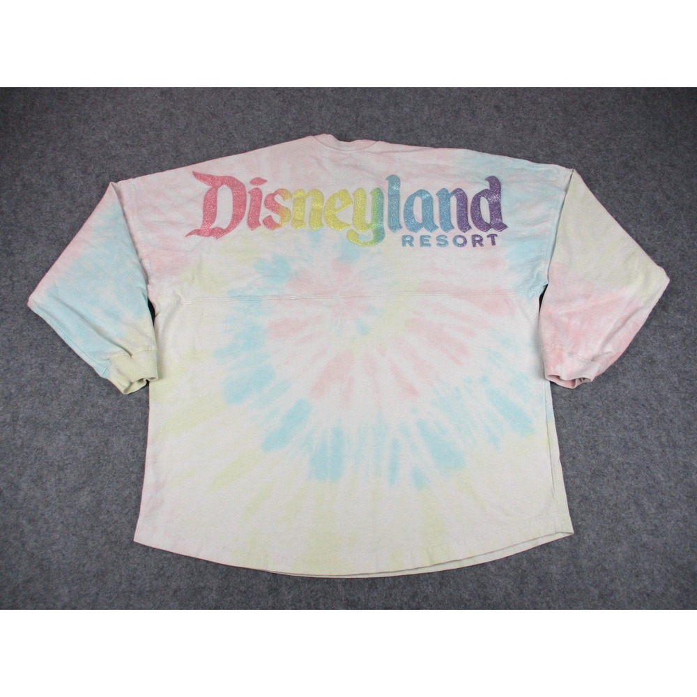 Disney Spirit Jersey Womens Large Pink Tie Dye Disneyland Resort Rainbow Glitter